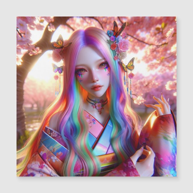 Hübsche mystische Ätherische Frau mit Schmetterlin Magnetkarte (Vorderseite)