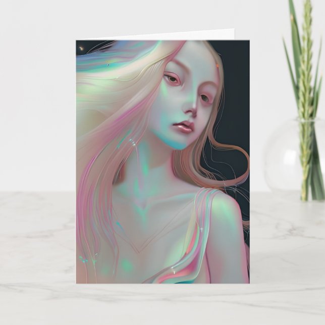 Hübsche Mystische Frau mit Perlmutterhaut Karte (Vorderseite)