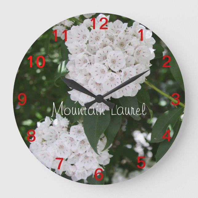 Hübsche Nah-up Berg Laurel Blume Wall Clock Große Wanduhr (Vorderseite)