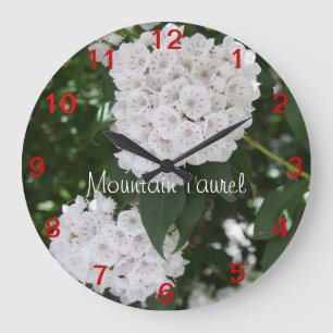 Hübsche Nahaufnahme-Gebirgslorbeer-Blumen-Wand-Uh Große Wanduhr