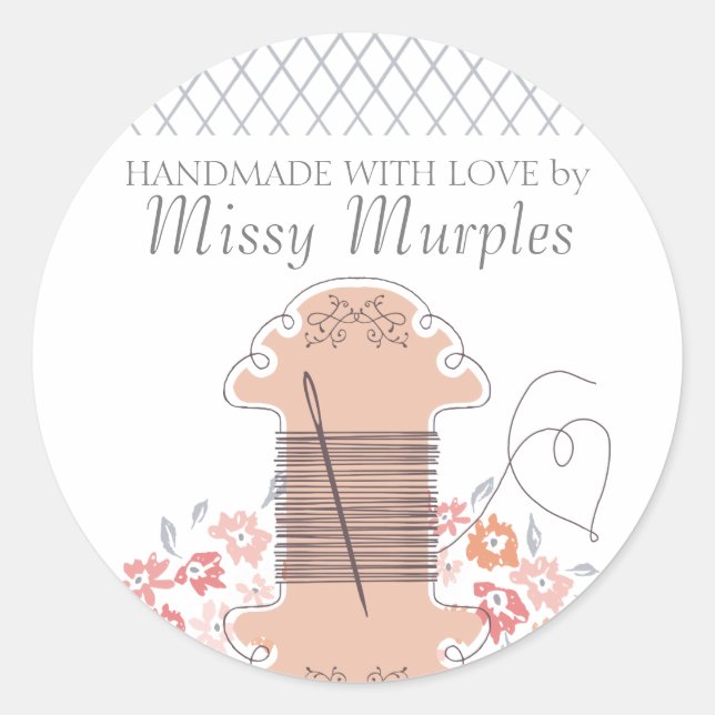 Hübsche Nähstickerei Runder Aufkleber (Vorderseite)
