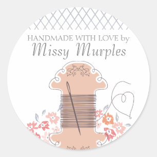 Hübsche Nähstickerei Runder Aufkleber