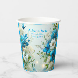 Hübsche Neuanfänge Blumenblauer Brautparty Pappbecher