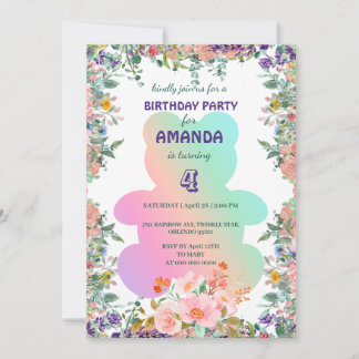 Hübsche niedliche Bärenflora Steigung Geburtstagsp Einladung