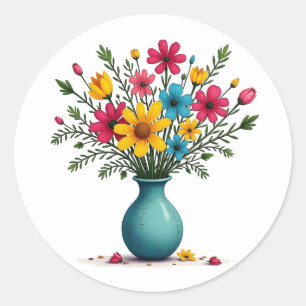 Hübsche Niedliche Blume Vase Floral Assorment Umsc Runder Aufkleber