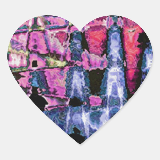 Hübsche Niedliche Lila Asche Grau- und Schwarzwass Herz-Aufkleber (Vorderseite)