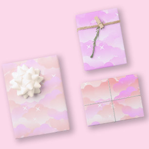 Hübsche Niedliche Pastellpink-Ästhetische Cloud-St Geschenkpapier Set