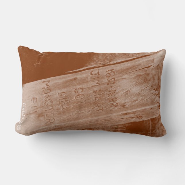 Hübsche Ode an einen Cowboy mit alter Holzgrabmark Lendenkissen (Vorderseite)