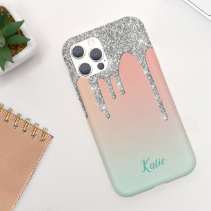 Hübsche Ombré-Imitate Silver Glitzer-Tropfen Case-Mate iPhone Hülle