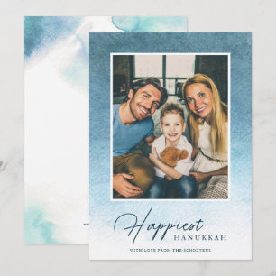Hübsche Ombre Wasserfarbe Hanukkah Foto-Karte Feiertagskarte