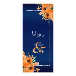 Hübsche Orange-Blume auf Navy Blue - Menü