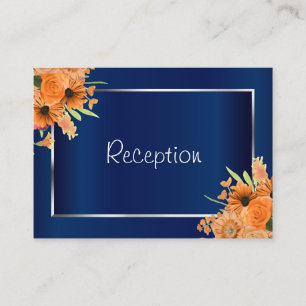 Hübsche Orange-Blume für Navy Blue - Empfang Begleitkarte
