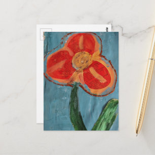 Hübsche Orange Mixed Media Blume Postkarte