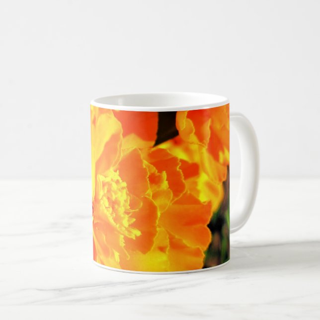 Hübsche orange Ringelblumen-sonnige Blumen nett Kaffeetasse (VorderseiteRechts)
