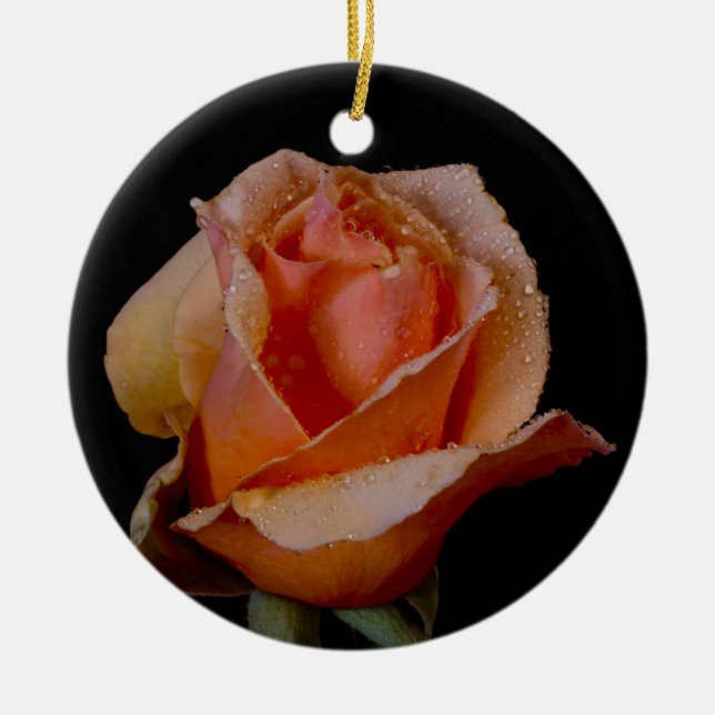 Hübsche orange Rose Keramikornament (Vorne)