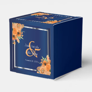 Hübsche orangefarbene Blume für Navy Blue Geschenkschachtel