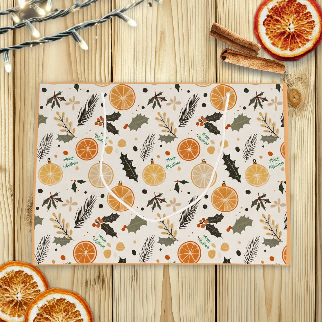 Hübsche Orangefarbene Scheiben und Kiefernwein Große Geschenktüte (Von Creator hochgeladen)