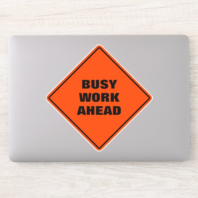 Hübsche Orangenarbeit vor dem Straßenschild Aufkleber (Computer)