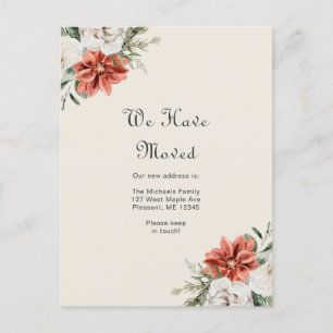 Hübsche Orangenblumen und Grünpflanzen, die wir um Postkarte