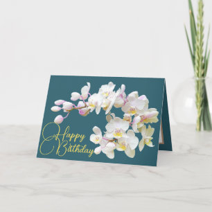 Hübsche Orchideen Aqua Hintergrund Happy Birthday Karte