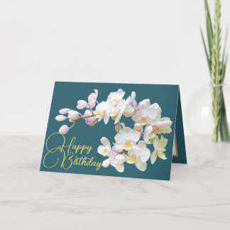Hübsche Orchideen Aqua Hintergrund Happy Birthday Karte