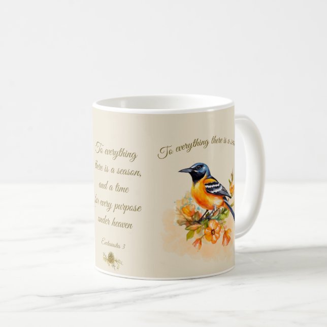 Hübsche Oriole Songbird-Tasse mit Biokosatz Kaffeetasse (VorderseiteRechts)