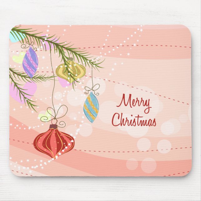Hübsche Ornamente Rosa Weihnachtsmousepad Mousepad (Vorne)