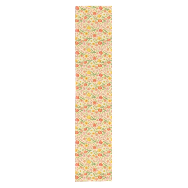 Hübsche Ostern-/Frühjahrs-Blumenmuster Kurzer Tischläufer (Vorderseite)