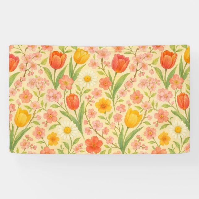 Hübsche Ostern-/Frühjahrsblumenmuster Banner (Horizontal)