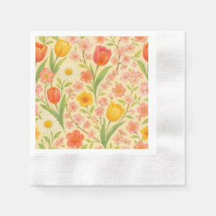 Hübsche Ostern-/Frühjahrsblumenmuster Serviette