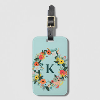 Hübsche Oval Kranz Monogramm Gepäckanhänger