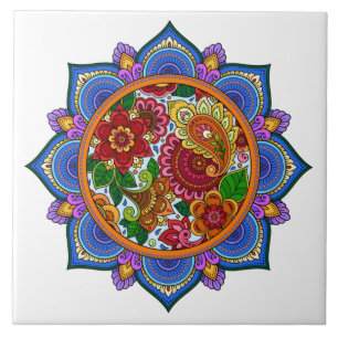 Hübsche Painte Floral Mandala Fliese