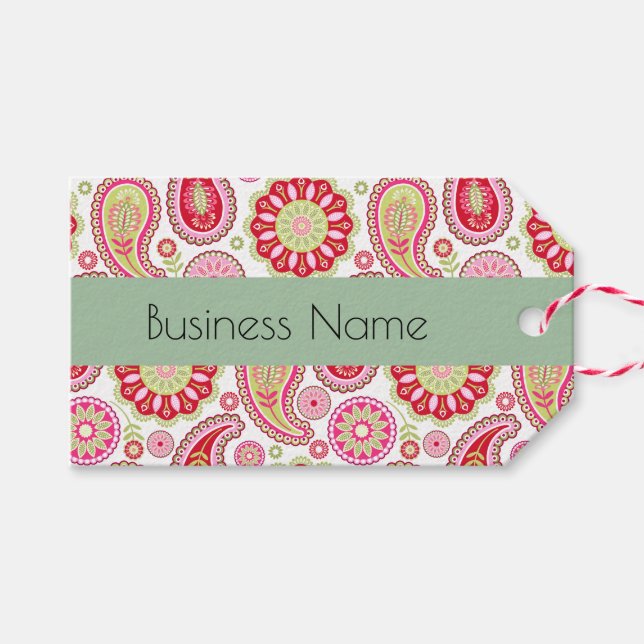 Hübsche Paisley Custom Business Tags Geschenkanhänger (Vorderseite (Horizontal))