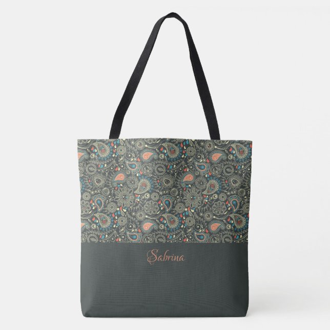 Hübsche Paisley-Tasche mit Monogramm (Vorderseite)