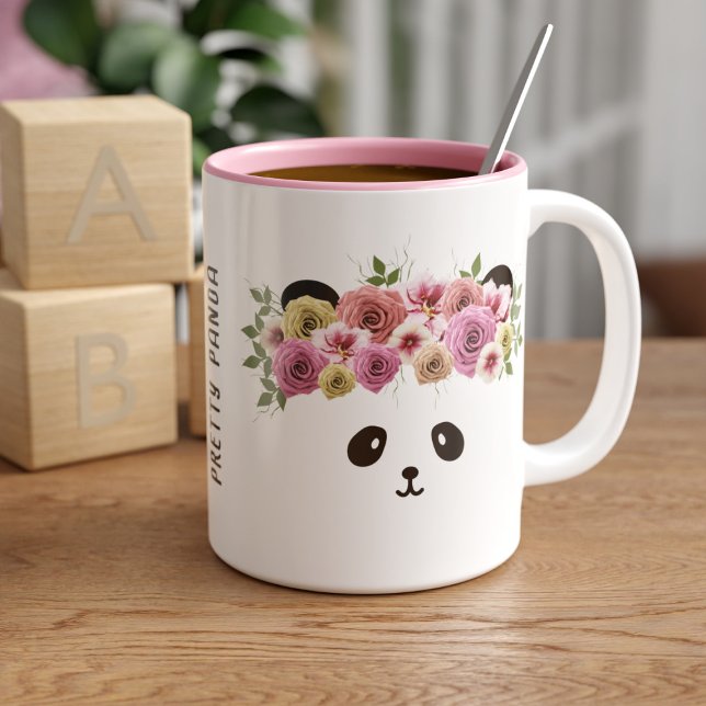 Hübsche Panda Bärenmädchen Niedlich Personalisiert Zweifarbige Tasse (Von Creator hochgeladen)