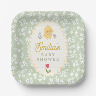 Hübsche Pappteller für Baby Shower mit Küken-Motiv