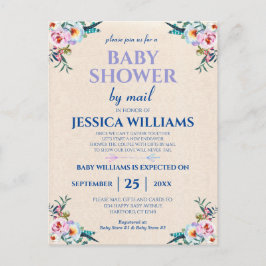 Hübsche Pastel Boho Floral Baby Dusche per Post Postkarte
