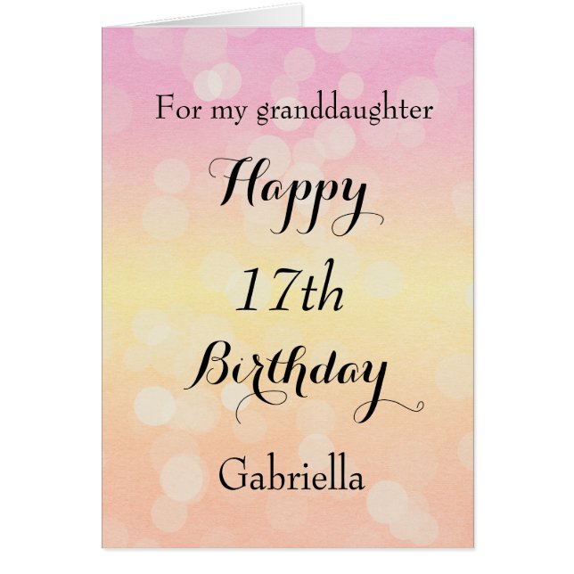 Hübsche Pastel Bokeh 17. Geburtstag (Vorne)