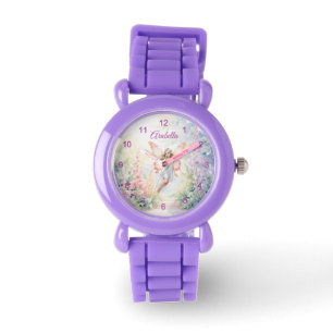 Hübsche Pastel Butterfly Faia im Blumengarten Armbanduhr