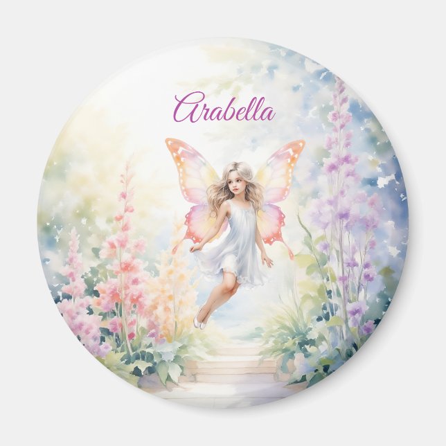 Hübsche Pastel Butterfly Faia im Blumengarten Magnet (Vorne)