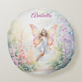 Hübsche Pastel Butterfly Faia im Blumengarten Rundes Kissen