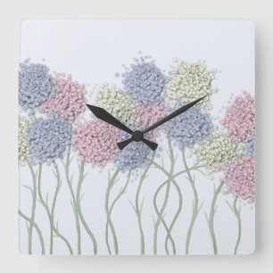 Hübsche Pastel-farbige Blume Quadratische Wanduhr