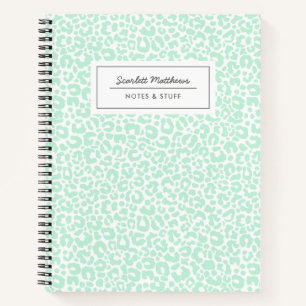Hübsche Pastel Leopard Druckmuster Minze Notizbuch