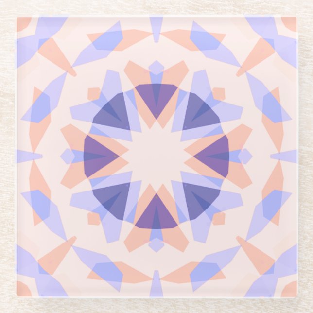 Hübsche Pastel Lila Peach Star Eclectic Kitsch Glasuntersetzer (Vorderseite)