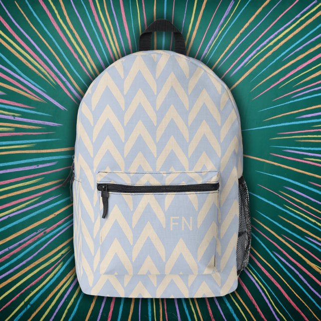 Hübsche Pastel Lila Zickzack Monogramm-Initialen Bedruckter Rucksack (Von Creator hochgeladen)