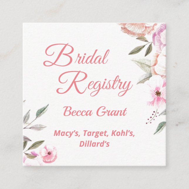 Hübsche Pastel Petals Bridal-Registrierung Begleitkarte (Vorderseite)