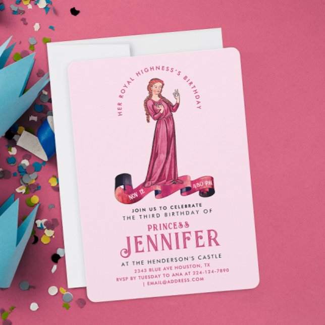 Hübsche Pastel Pink Prinzessin Fairytale verzauber Einladung (Von Creator hochgeladen)