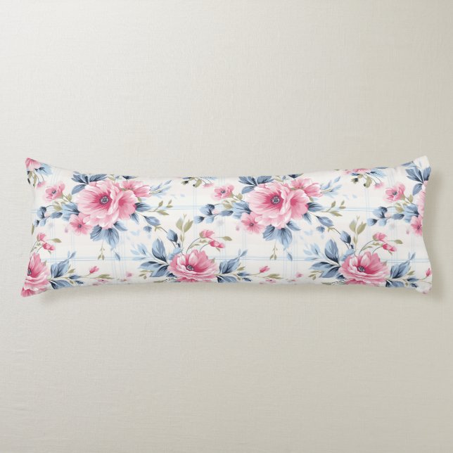 HÜBSCHE PASTEL PINK WHUE BLAUE WATERCOLOR BLUME SEITENSCHLÄFERKISSEN (Vorderseite)