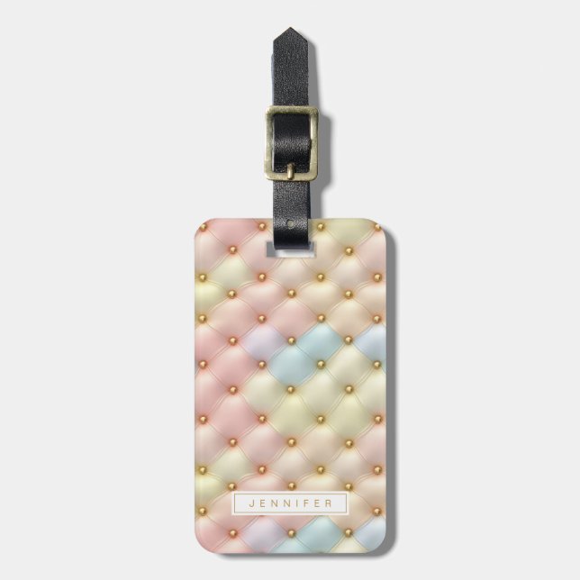 Hübsche Pastel-Quilt-Gepäckmarken Gepäckanhänger (Vorderseite vertikal)