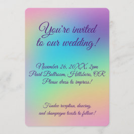 Hübsche Pastel Rainbow Gradient Wedding Einladung